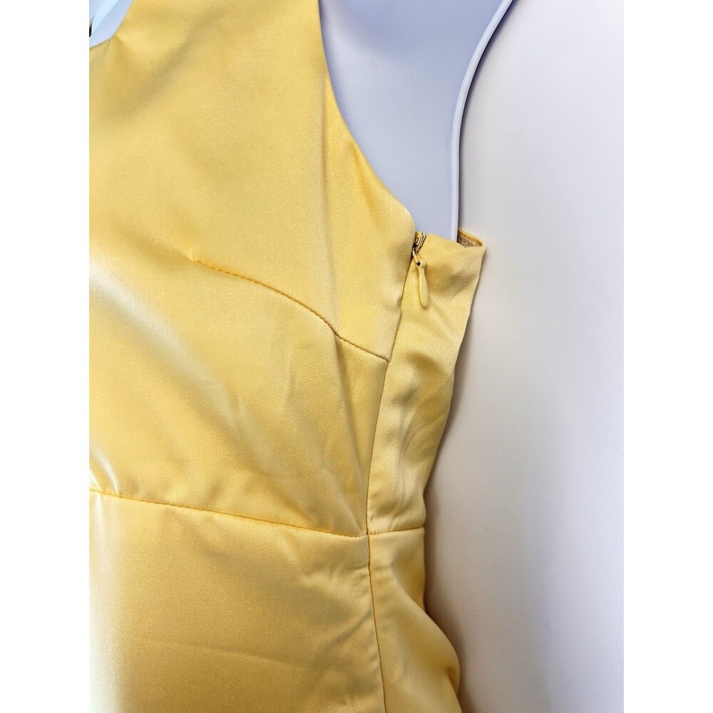 Lulus Cutest Satin Square Neck Mini Golden Yellow Size Small NWT Kentucky Derby - Picture 5 of 10